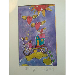 T Scot Art Print Journey Girl Bike Balloons